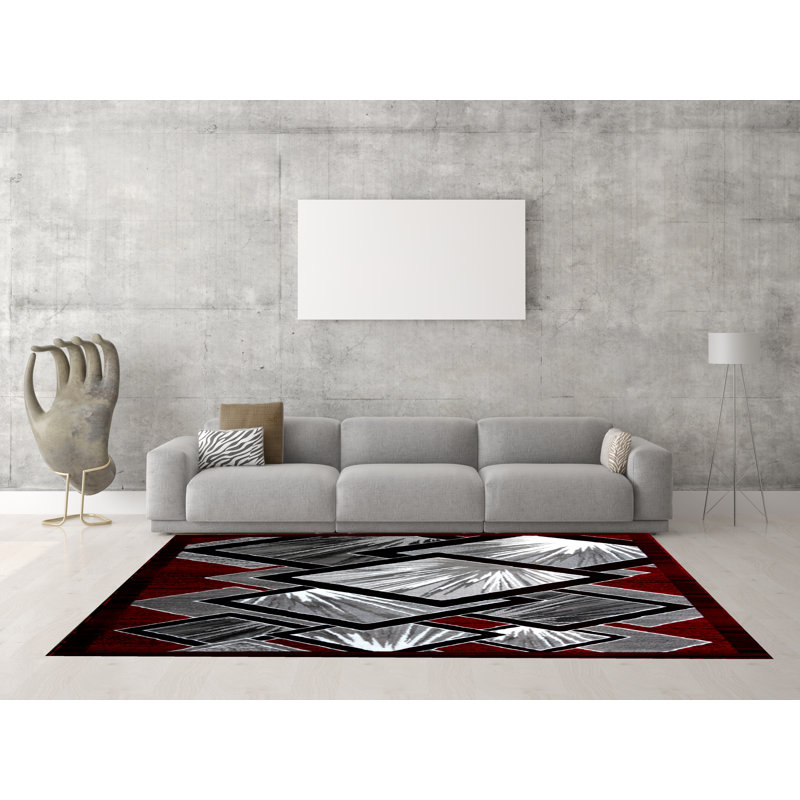 Rug Tycoon Abstract Red/Grey/Black Area Rug Wayfair